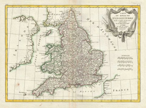 1771 Bonne Map of  England and Wales