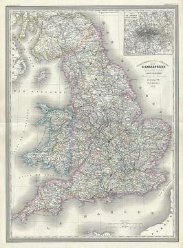 1860 Dufour Map of England and Wales