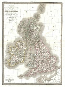 1829 Lapie Map of the British Isles: England, Scotland, Ireland
