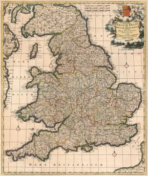 1710 Wit/ Mortier Map of England and Wales: a Scarce State