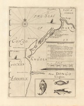 1732 Barbot/ Churchill Map of the Coast of Angola and Luanda