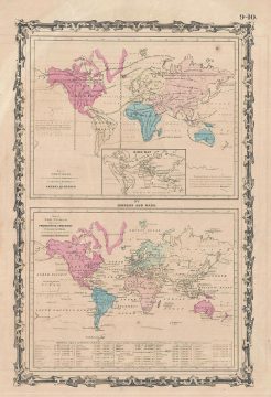 1861 Johnson Map of the World's Industry and Animals