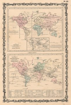 1861 Johnson Map of the World's Industry and Animals