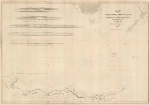 1840 Wilkes Map of Wilkes Land, Antarctica - first detailed map of Antarctica
