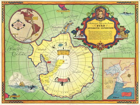 1934 General Foods Map of the Byrd Antarctica Expedition