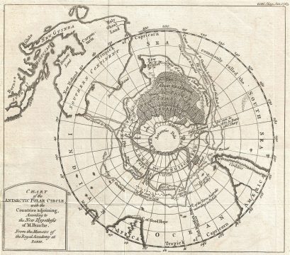 1763 Buache Map of the Antarctic Continent or South Pole