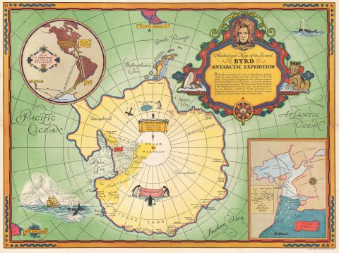 1934 Annand Pictoral Map of the Byrd Antarctic Expedition