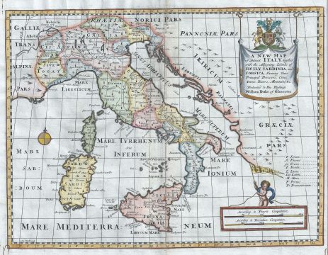 1712 Wells Map of Ancient Italy
