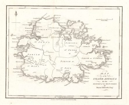 1794 Edwards and Stockdale Map of Antigua