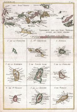 1780 Raynal and Bonne Map of the Virgin Islands and Antilles, West Indies