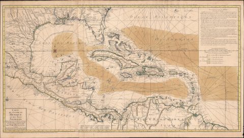 1780 Buache Map of the West Indies, Florida, and the Antilles