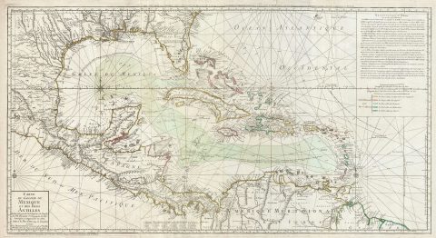1780 Buache Map of the West Indies, Florida, and the Antilles