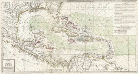 1780 Buache Map of the West Indies, Florida, and the Antilles
