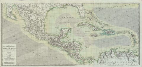1786 Bonne Map of the Florida, the West Indies, and the Gulf of Mexico
