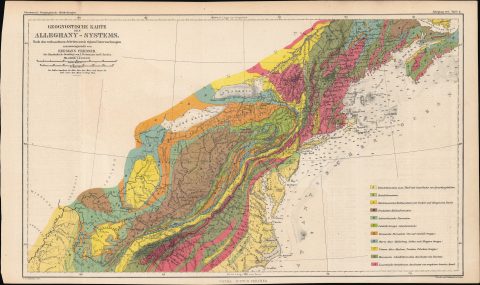 1871 Petermann Geologic Map of the Appalachian Mountains