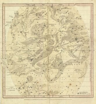 1835 Burritt / Huntington Map of the Constellations or Stars in June, May and April