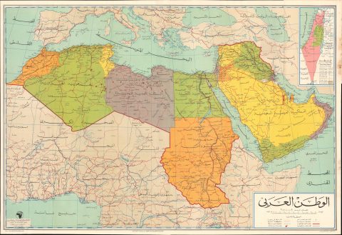1964 Rashdan Road Map of the Arab World