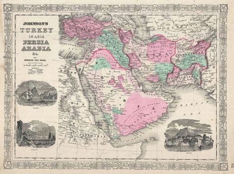 1866 Johnson Map of Arabia, Persia, Turkey and Afghanistan (Iraq)