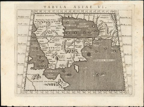 1596 Giovanni Antonio Magini / Ptolemy Arabian Peninsula (first edition)