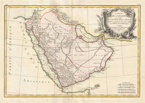 1771 Bonne Map of Arabia