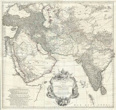1751 D'Anville Wall Map of Persia, Arabia, and India
