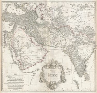 1751 D'Anville Wall Map of Persia, Arabia, and India
