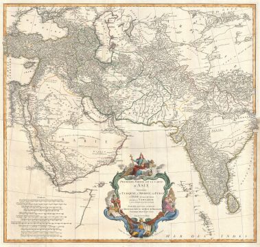 1751 D'Anville Wall Map of Persia, Arabia, and India