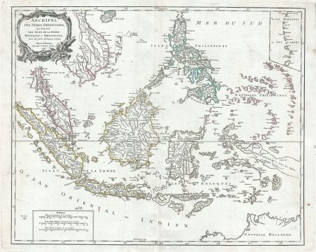 1750 Vaugondy Map of the East Indies (Malay, Indonesia, Philippines, Borneo)