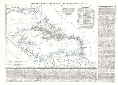 1850 Marzolla Map of the Caribbean or West Indies