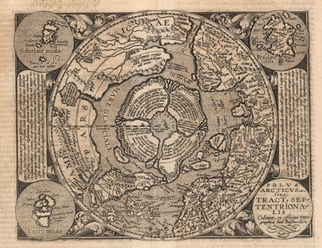 1600 Matthias Quad edition of Mercator's Rare 1595 Arctic Map