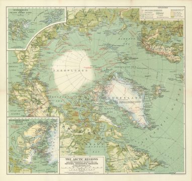 1925 National Geographic Map of the Arctic - signed by Ellsworth!