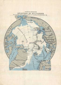 1897 Broadsheet Invitation Map of the Arctic for the Paris Nansen Reception