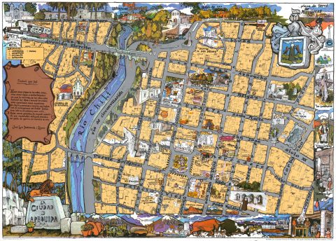 1975 Cuzzi Morales Pictorial Tourist Map of Arequipa, Peru