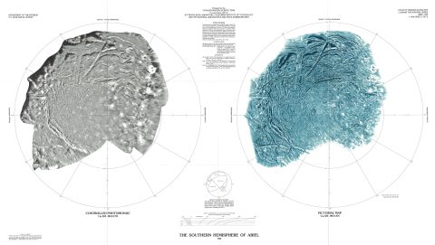 1988 U.S. Geological Survey Map of Ariel, Moon of Uranus