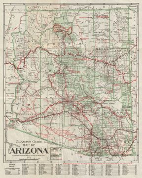 1920 Clason Guide Map of Arizona