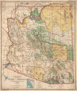 1921 General Land Office Wall Map of Arizona showing Reservations