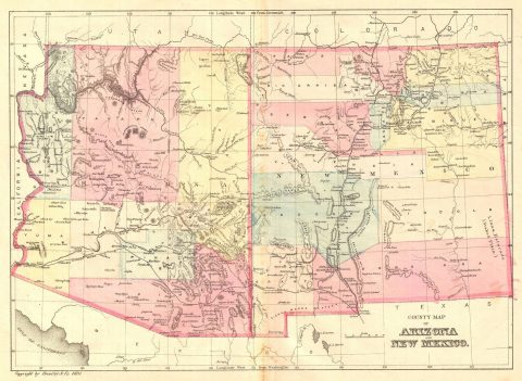 1881 Bradley Map of Arizona and New Mexico