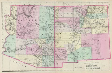 1887 Bradley Map of Arizona and New Mexico