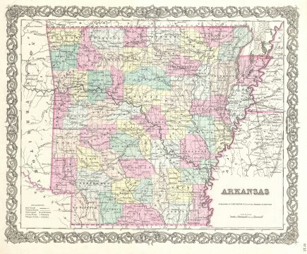 1855 Colton Map of Arkansas