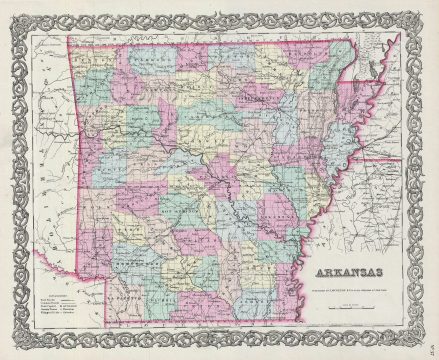 1856 Colton Map of Arkansas