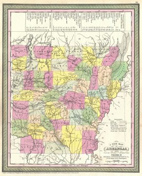 1854 Mitchell Map of Arkansas