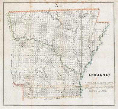 1845 Pelham Land Office Map of Arkansas