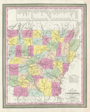 1854 Mitchell Map of Arkansas
