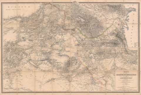 1858 Kiepert Map of Armenia, Kurdistan and Azerbaijan
