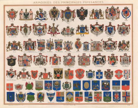 1860 Bouasse-Lebel Chart of Armorial Crests of World Powers