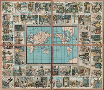 1885 Roche Freres Game Map, Around the World in 80 Days