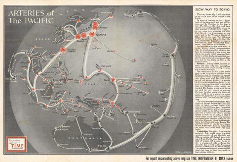 1943 Chapin Pictorial Map of the Pacific Fortified Positions During World War II