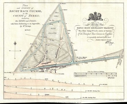 1824 Kemp Map or Plan of Ascot Race Course in Berkshire, England