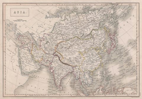 1840 Black Map of Asia