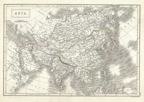 1844 Black Map of Asia